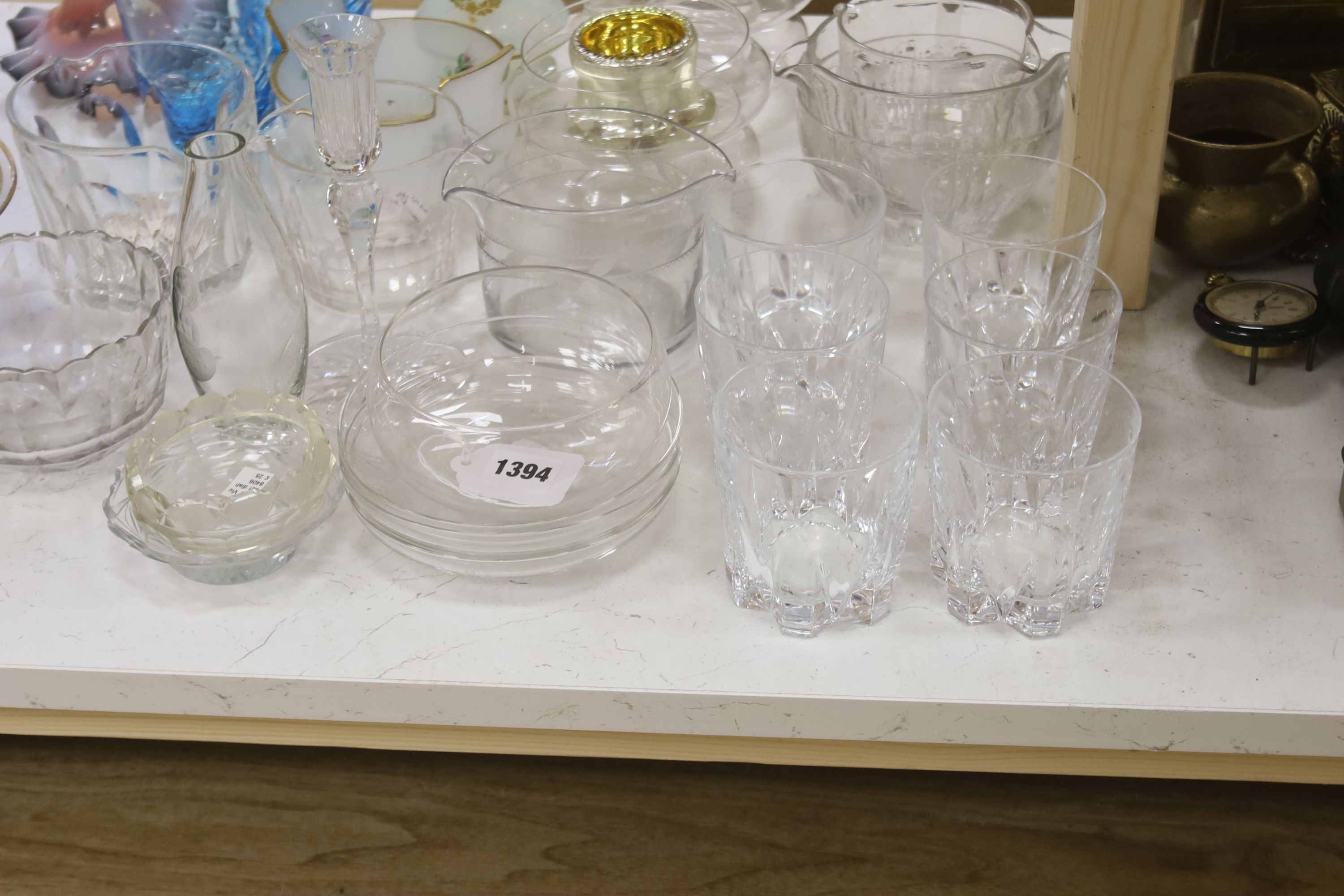 A collection of 19th century glass rinsers, tumblers, vases, etc.